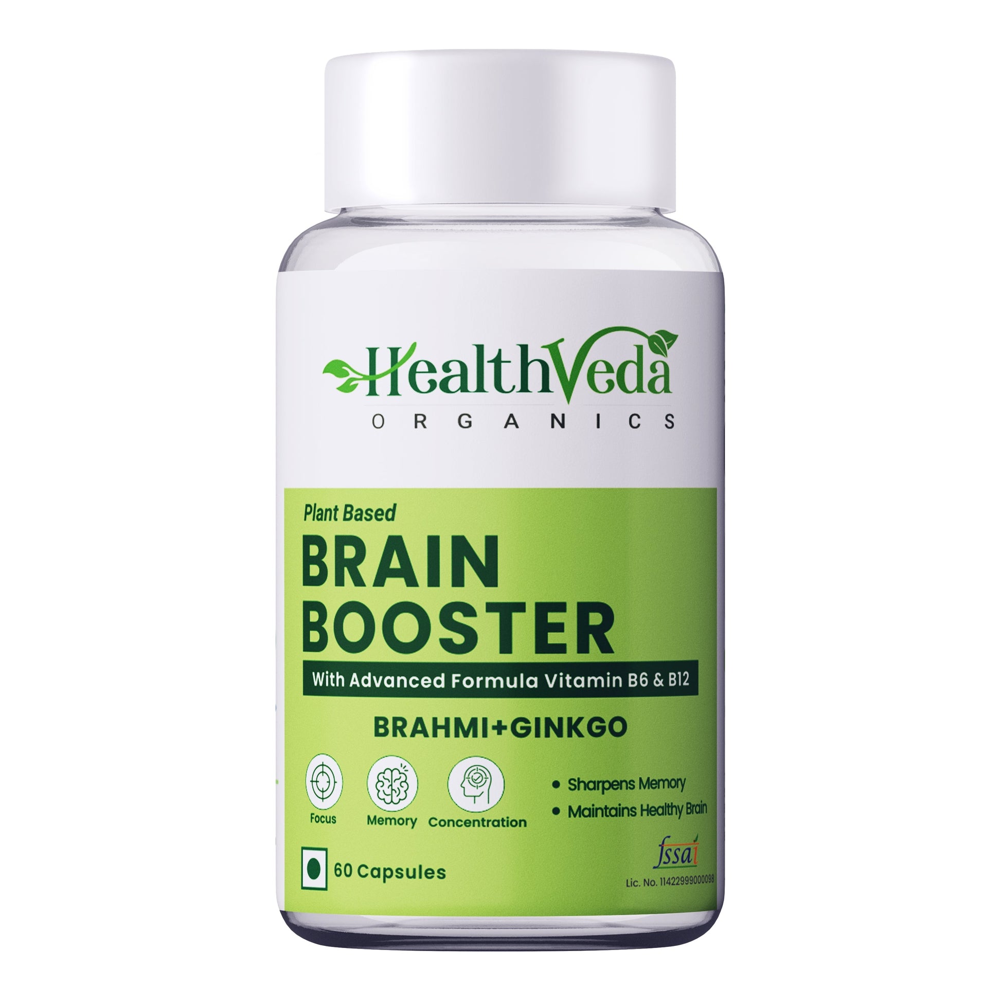 Health Veda Organics Plant Based Brain Booster Capsules 