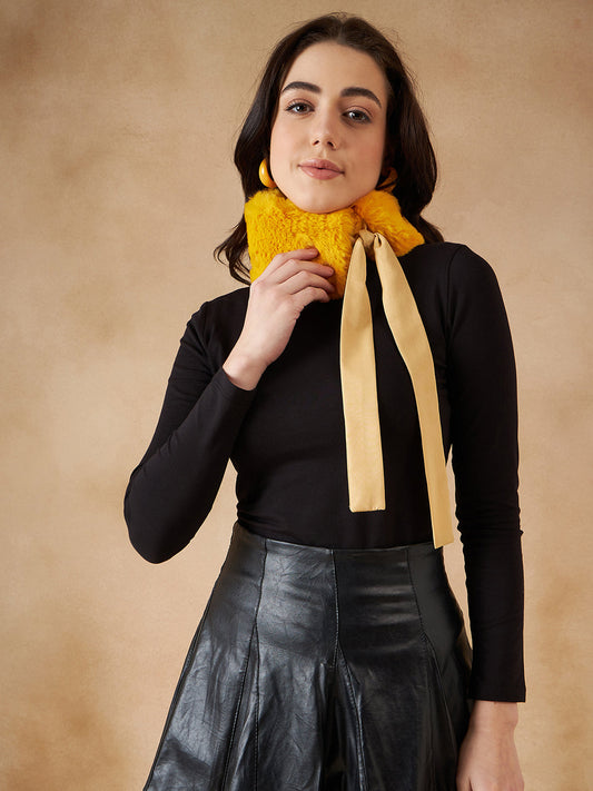 InWeave Women's Yellow Fur Neckpiece 