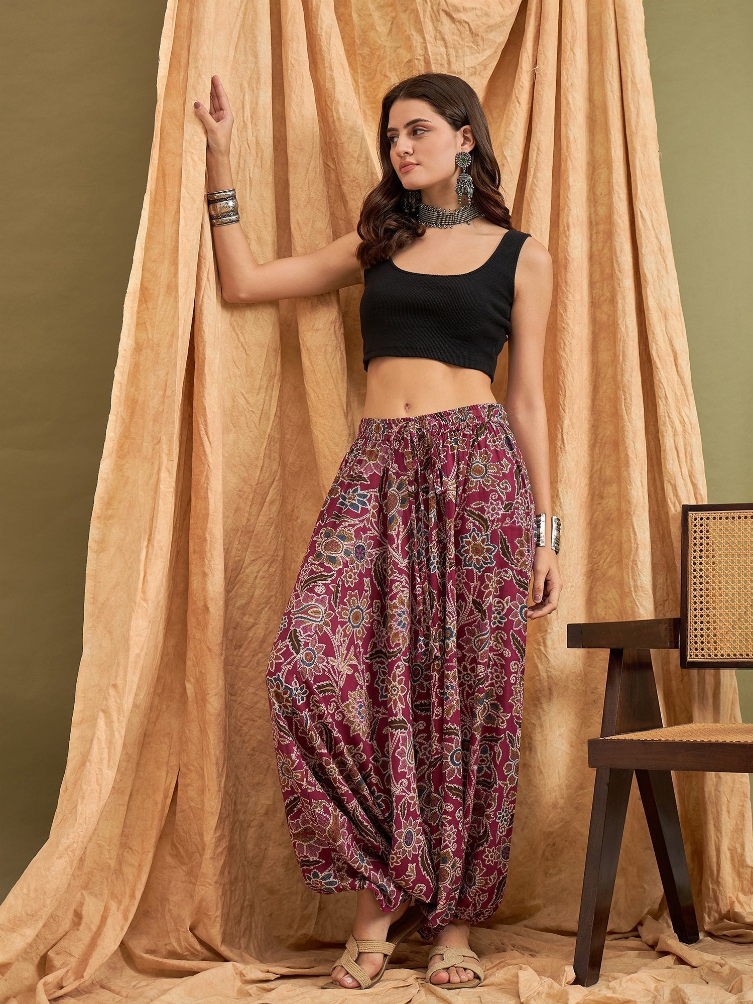 InWeave Burgundy Big Jaal Harem Pant 