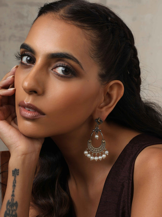 trueBrowns Silver Gold Tone Chandbaali Earrings Truebrowns Lifestyle