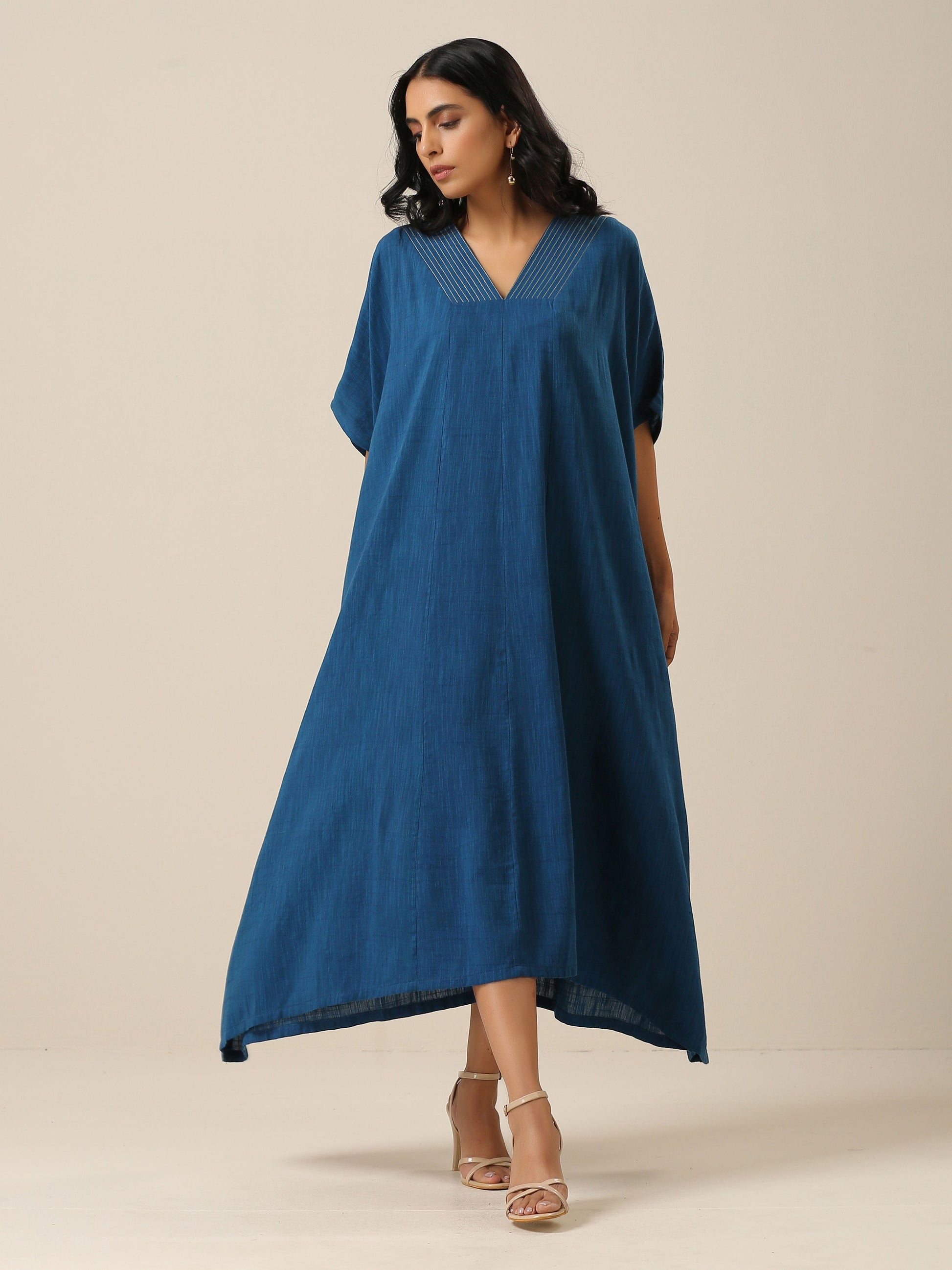 trueBrowns Classic Blue Panel Kaftan dress 