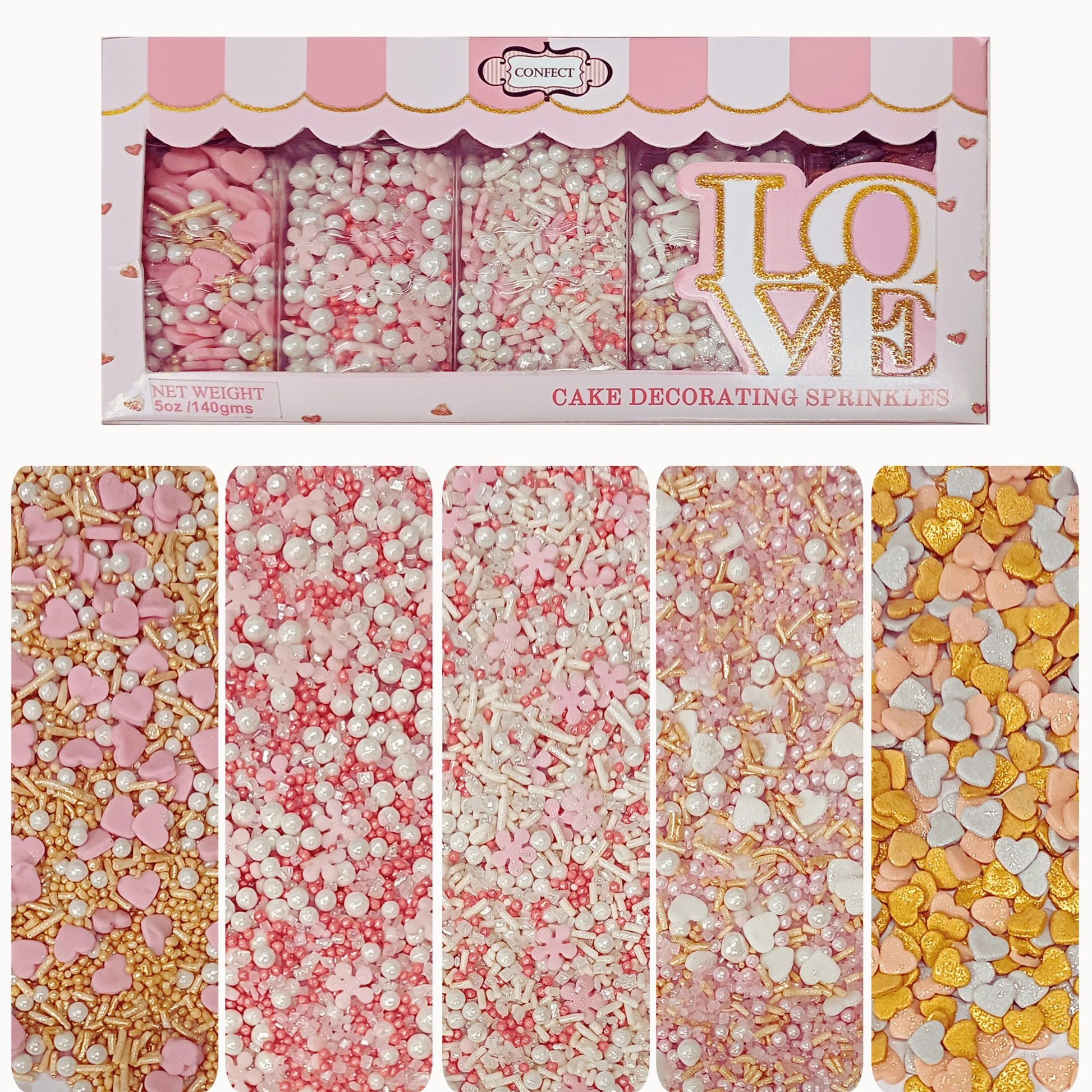 Confect Valentine Sprinkles | 18 Edible Decoration for Baking & Dessert  Grab2Buy Confect Grab2Buy