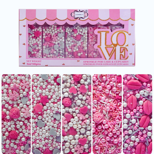 Confect Silver Hearts & White Pearls | Edible Mother's Day Sprinkles