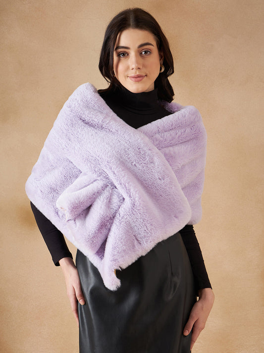 InWeave Women's Mauve Fur Cape 