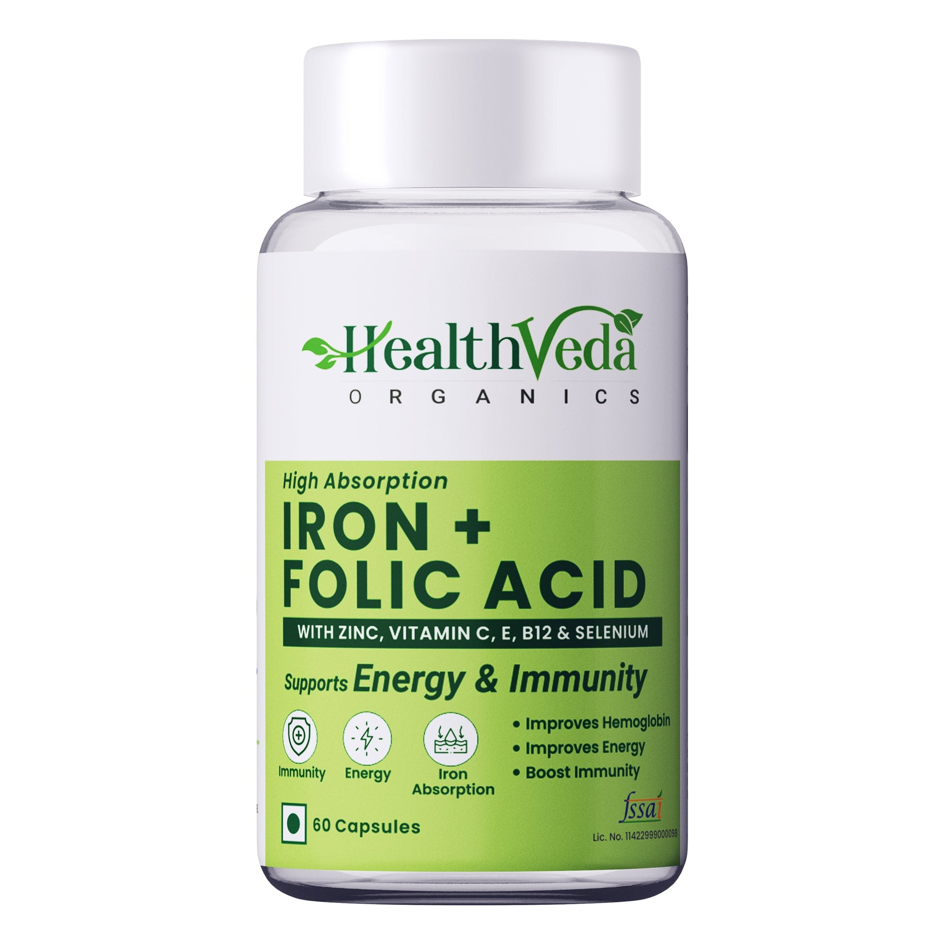 Health Veda Organics Iron + Folic Acid Capsules Health Veda Organics