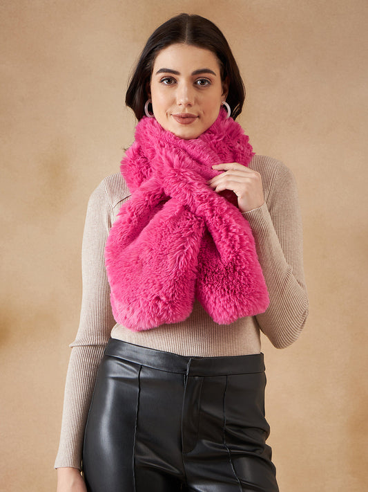 InWeave Women's Light Pink Faux Fur Neck Warmer 