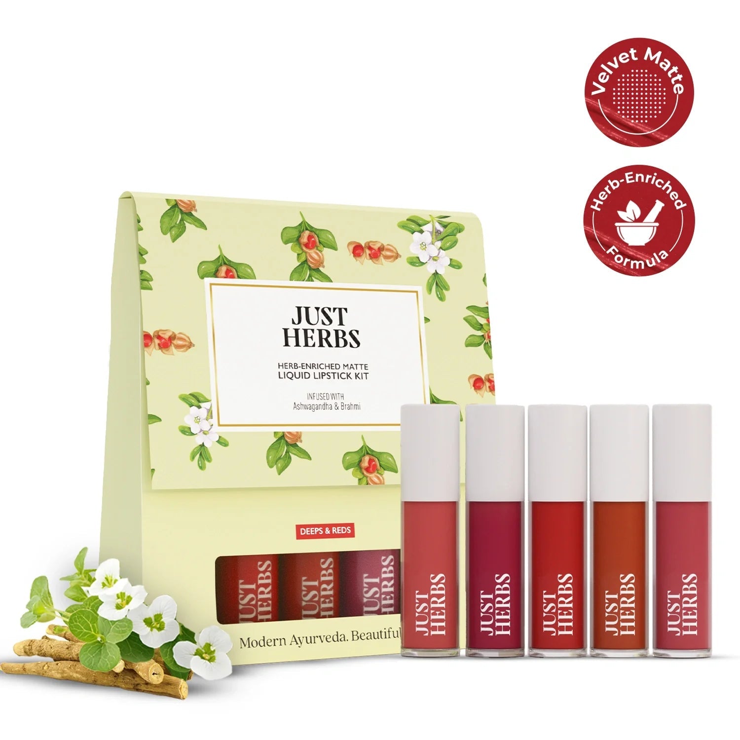 Herb Enriched Matte Liquid Lipstick Kit- Set of 5 