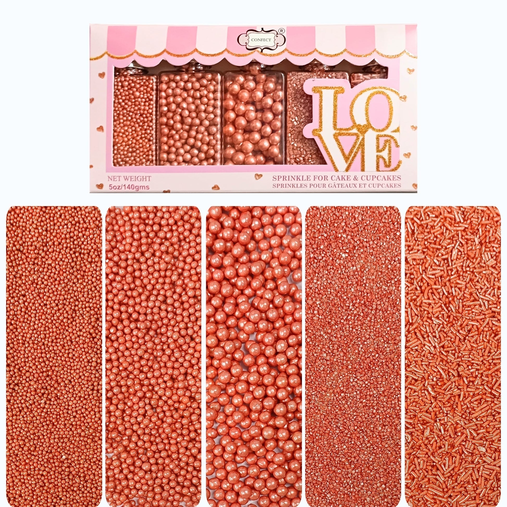 Confect Sprinkles for Cakes & Cupcakes Decoration | USP-18(Rose Gold)