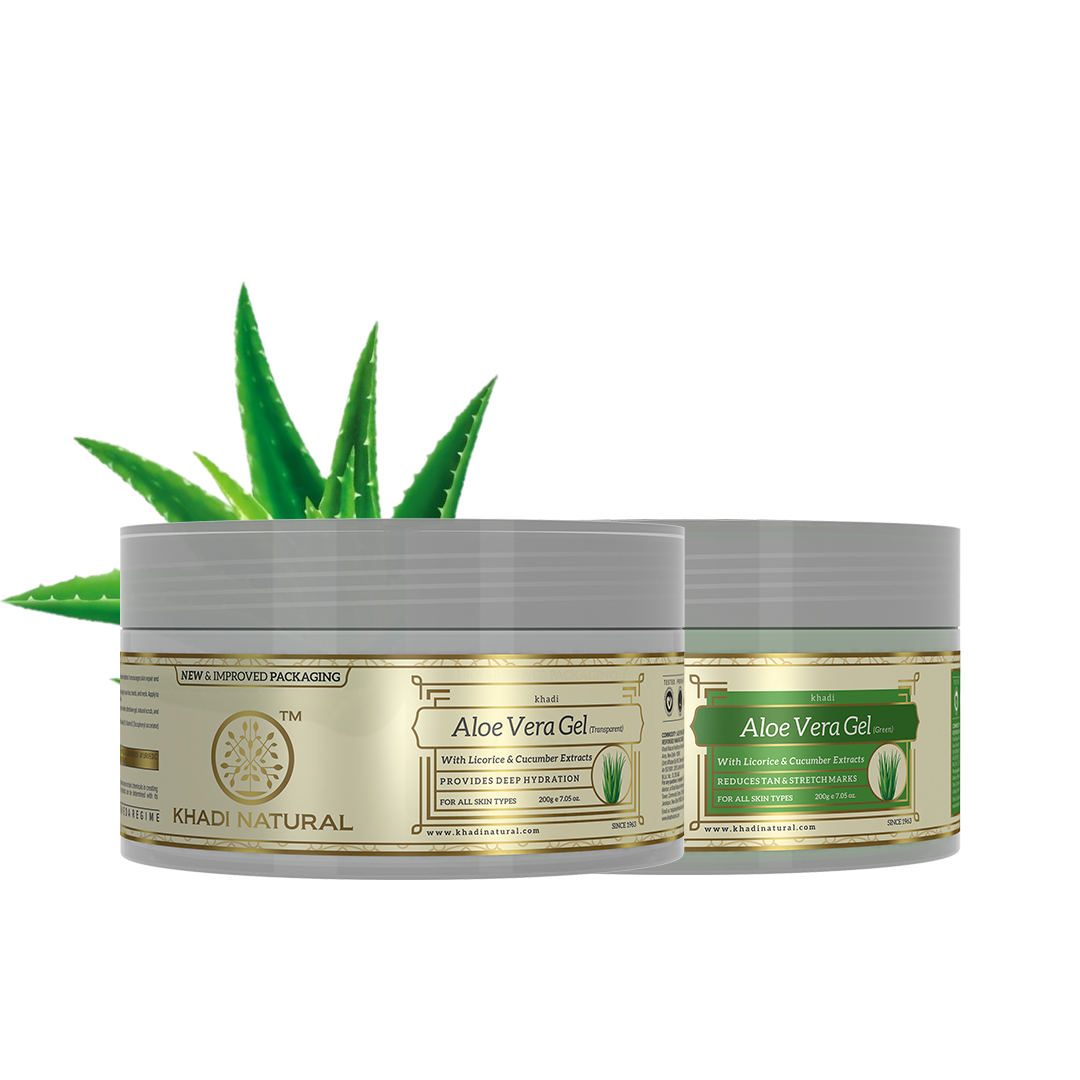 Khadi Natural Aloe Vera - Green Transparent Gel Combo Pack of 2 - 200gm Each Sale 