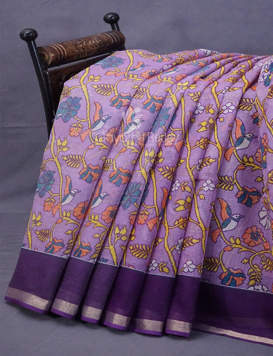 Lavendar & Blue Combo Bird Design Pure Kota Cotton Saree By Gayathri Reddy Designer Studio - Grab2buy