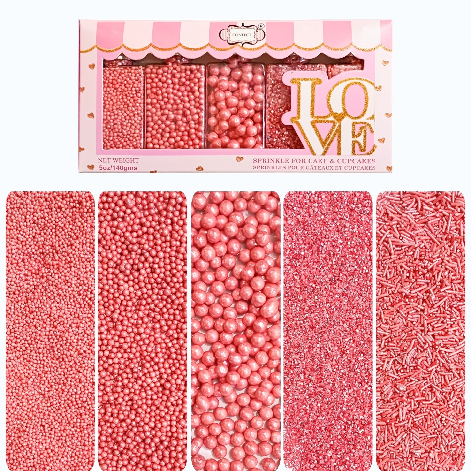 Confect Sprinkles for Cakes & Cupcakes Decoration | USP-5(Rose Pink)