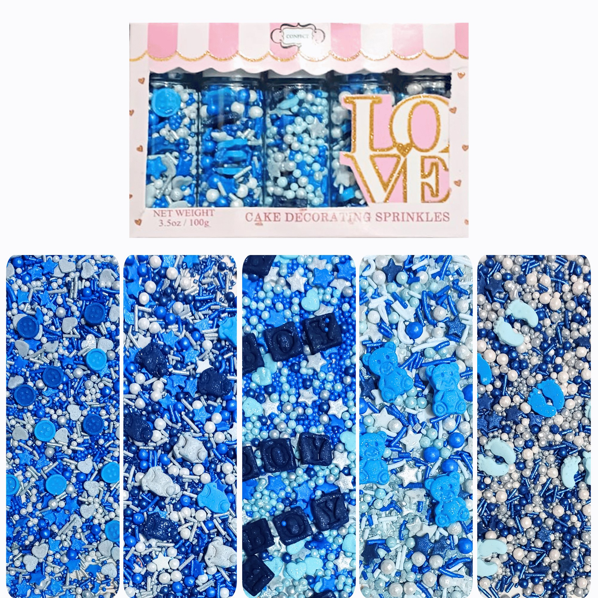 Confect Boys Baby Shower Sprinkles | Gender Reveal Sprinkles | Edible Sprinkles Assorted
