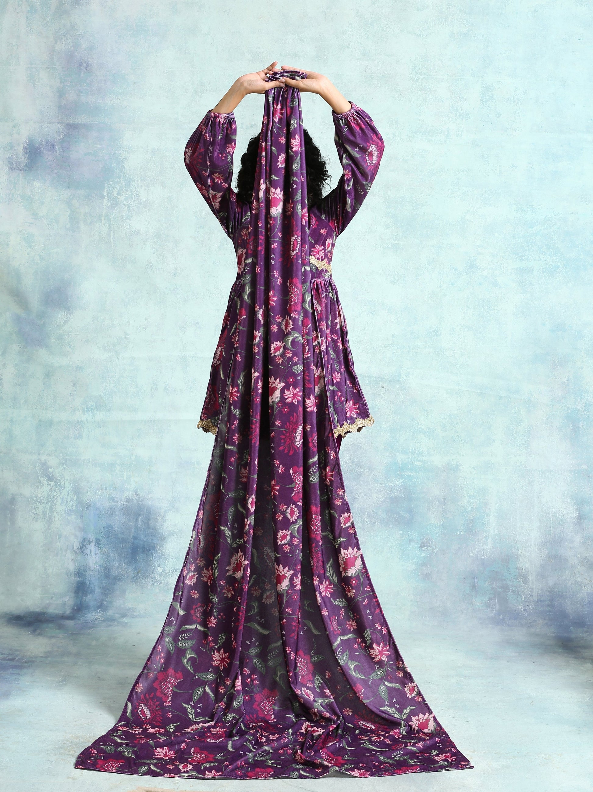 trueBrowns Wine Printed Velvet Shawl - Grab2buy