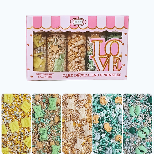 Confect Baby Shower Sprinkles | Birthday Sprinkles | Gender Reveal Sprinkles Pack of 5 (BABY SHOWER -08)