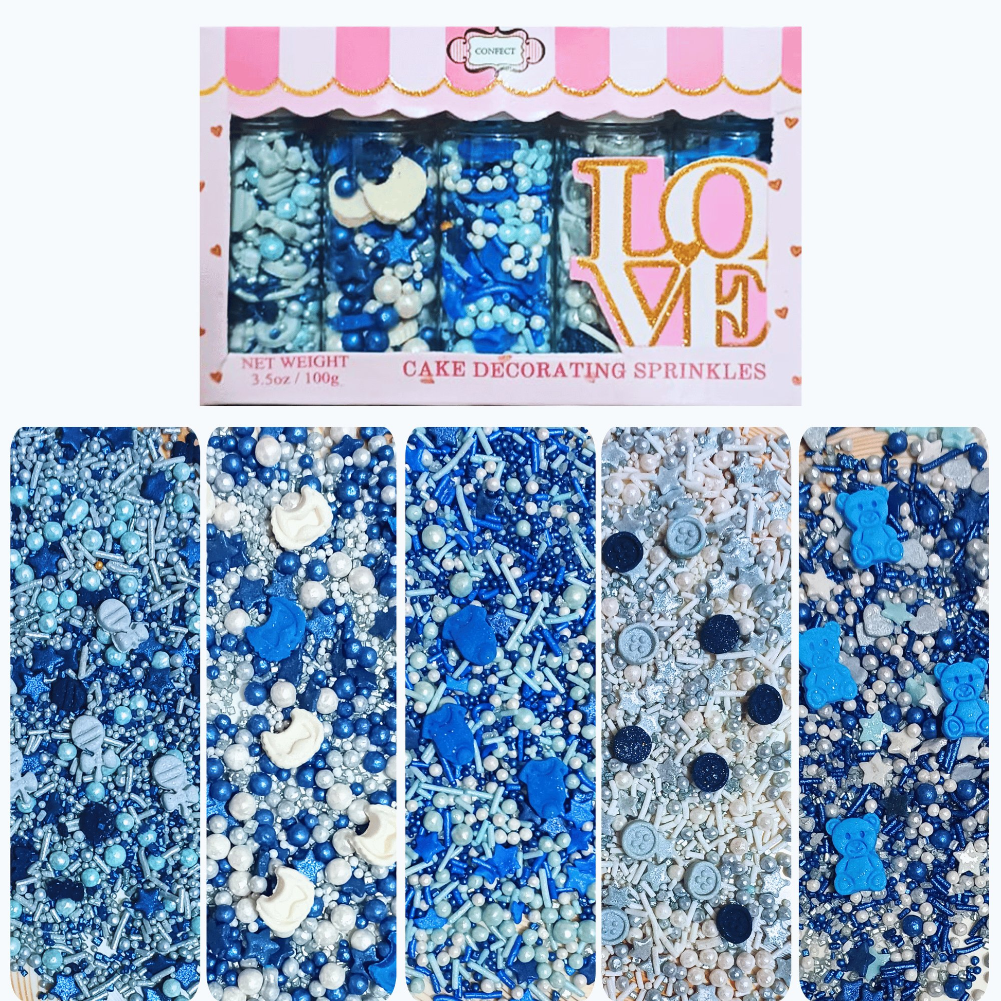 Confect Boys Baby Shower Sprinkles | Baby Blue Sprinkles for Cake & Cupcake Decorating