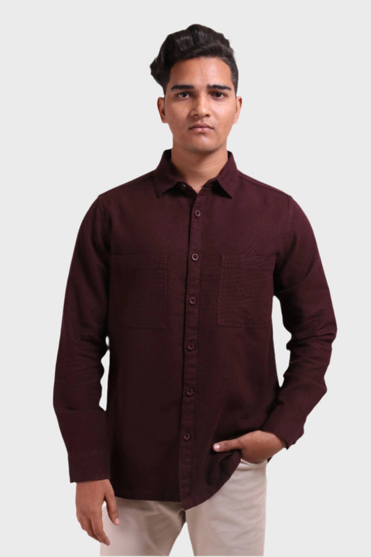 Xkind Dark Maroon Textured Shacket  Grab2Buy Xkind Grab2Buy