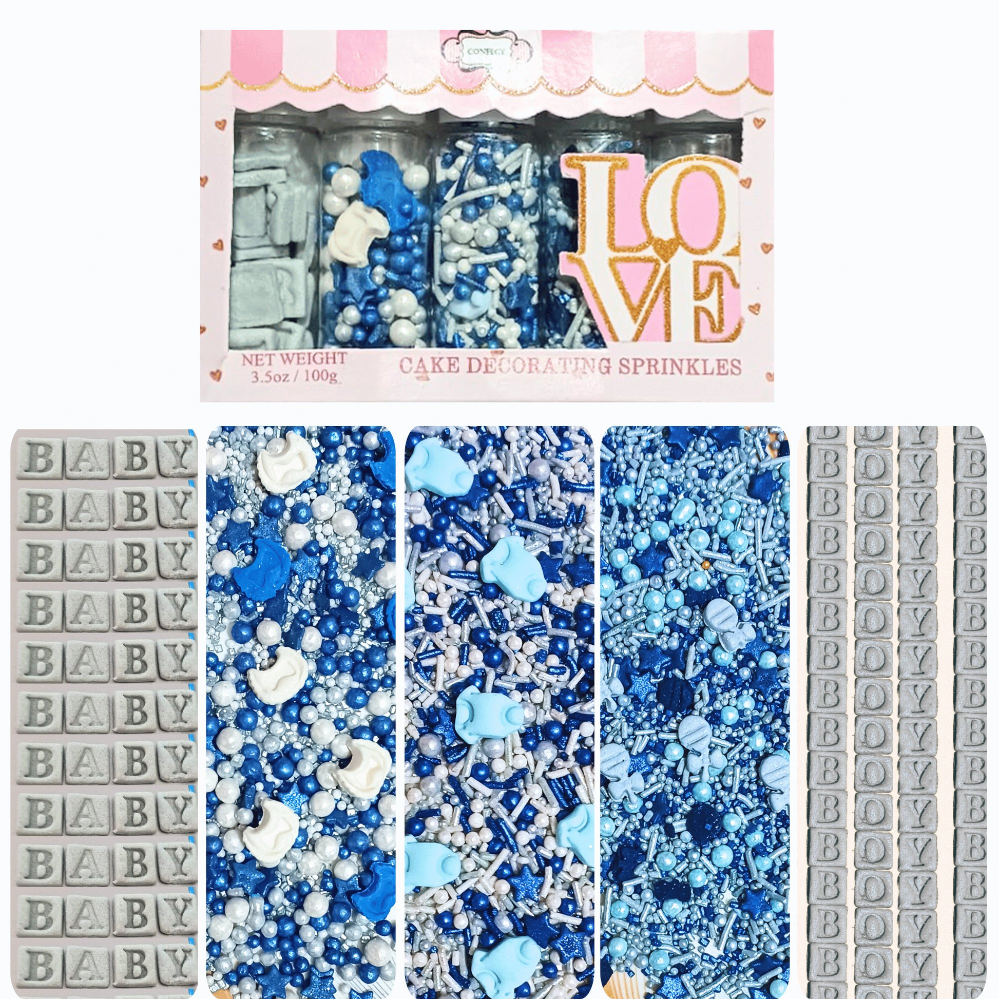 Confect Boys Baby Shower Sprinkles | Gender Reveal Sprinkles | Baby Blue Sprinkles