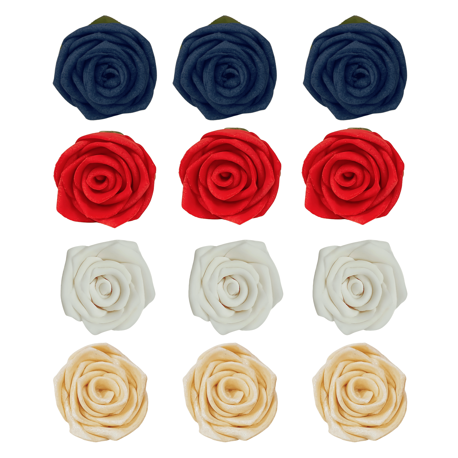 Confect Edible Sugar Roses Cake Toppers - Pack of 12 (02)