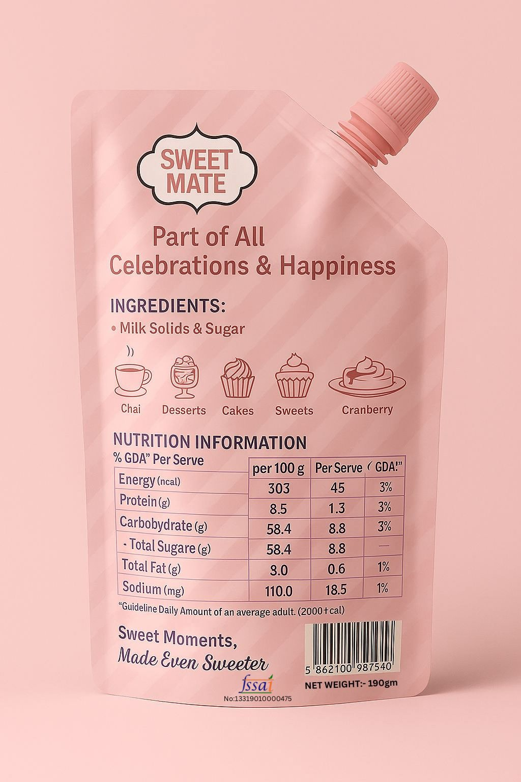 Confect Sweet Mate Milk 190 gm