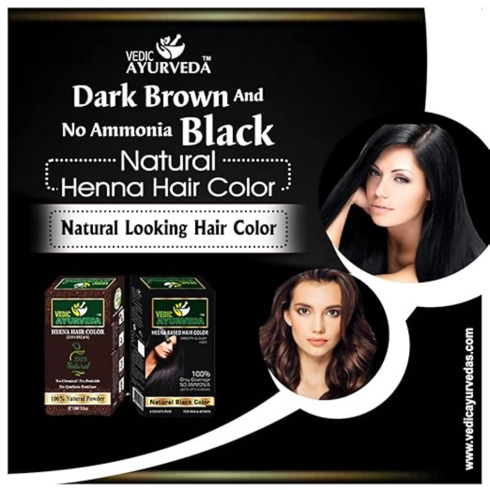 VedicAyurveda Natural Henna Dark Brown & No Ammonia Black Hair Color Powder  Grab2Buy VedicAyurveda Grab2Buy