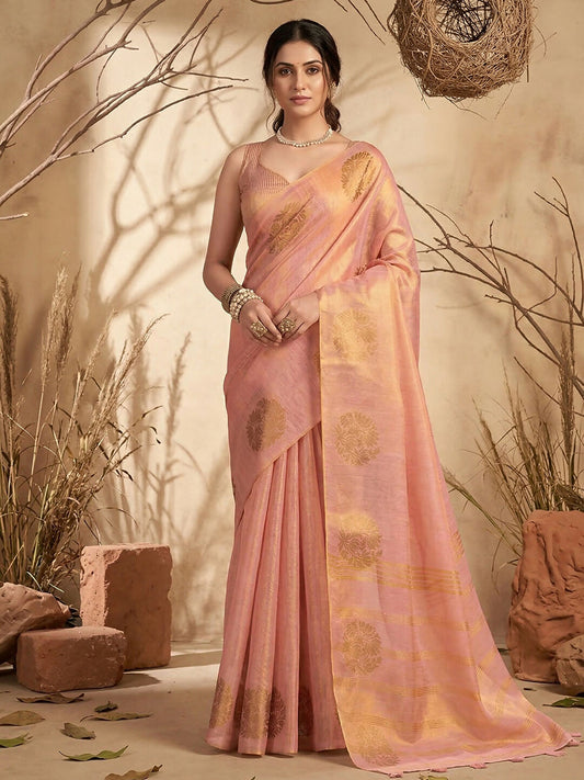 Shree Shyam Fashion Pink Tissue Silk Saree