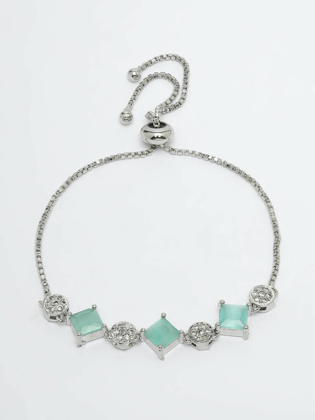 NVR Women Silver Plated & Blue Cz Stone Handcrafted Jewellery Set - Grab2buy