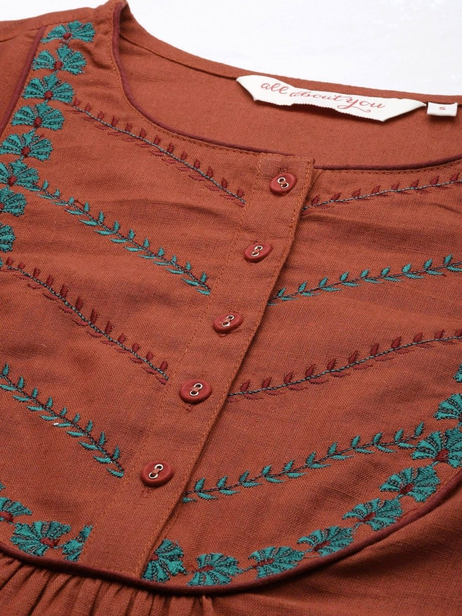 All About You Women Ethnic Motifs Embroidered Thread Work Kurta