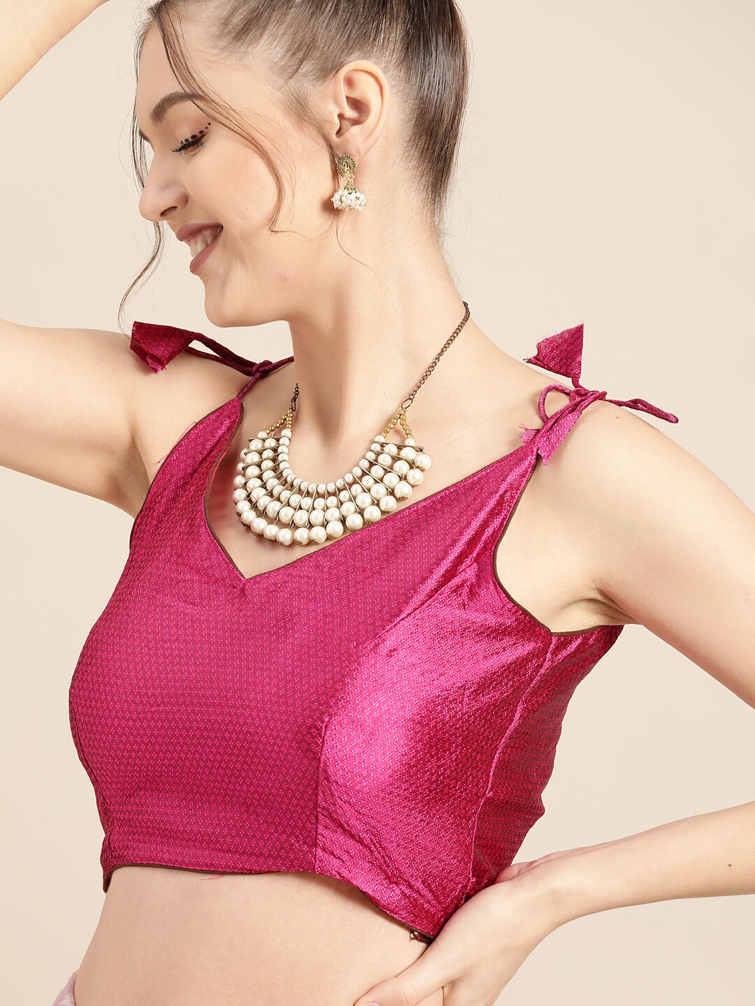 Tikhi Imli Pretty Pink Printed Poly Georgette Grab2Buy 