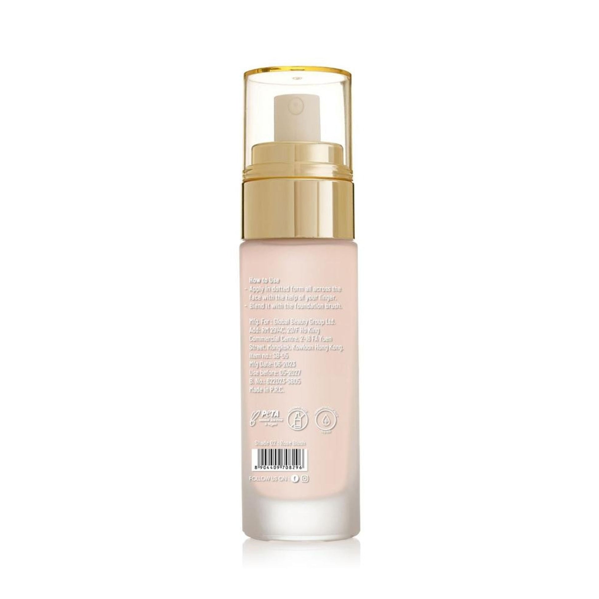 Swiss Beauty High Performance Foundation With Vitamin C & Niacinamide Light-Weight - 02 Rose Blush