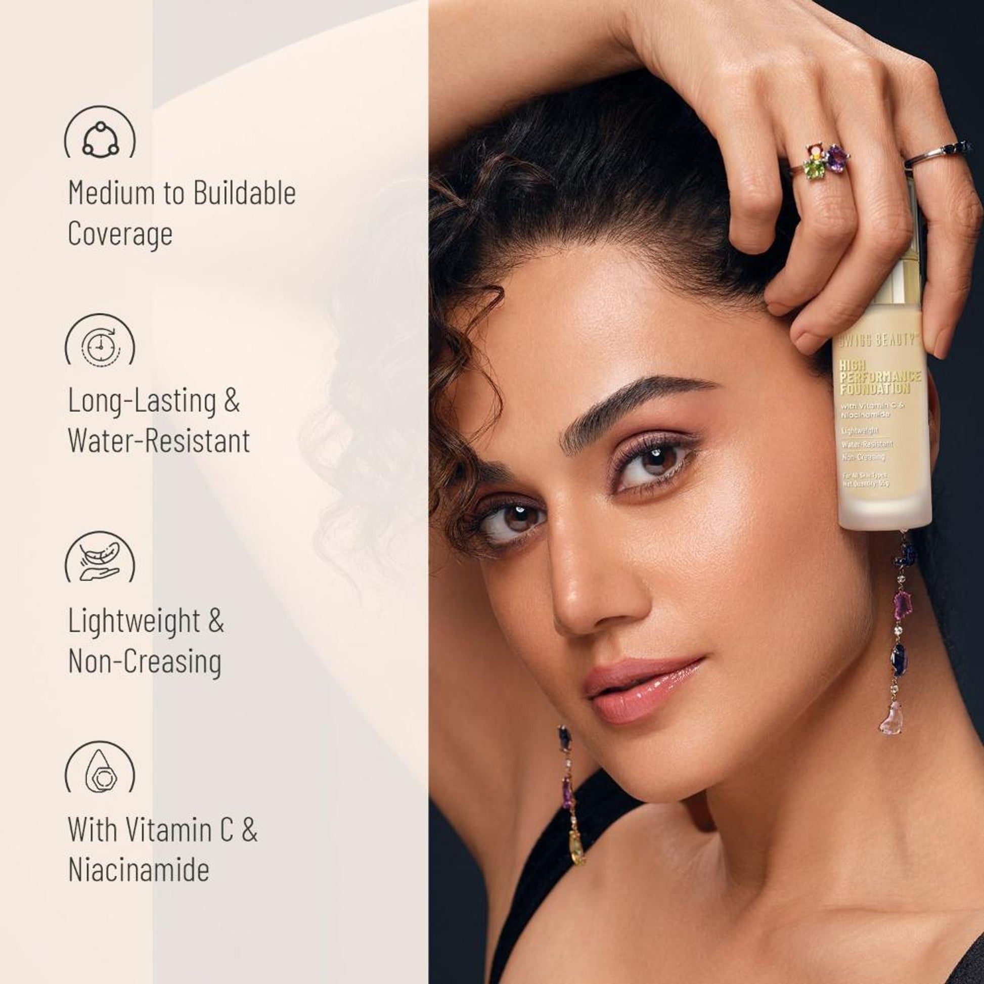 Swiss Beauty High Performance Foundation With Vitamin C & Niacinamide Light-Weight - 06 Medium Beige