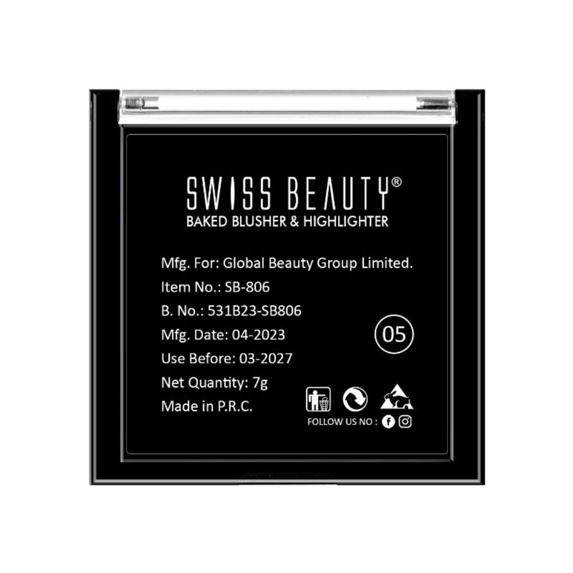 Swiss Beauty Baked Blusher & Highlighter - Shade 05