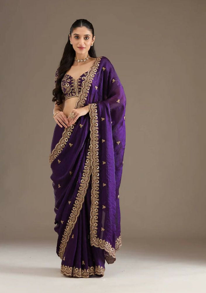 Joban Fashion Blue Frendy Satin Silk Party Wear Sarees