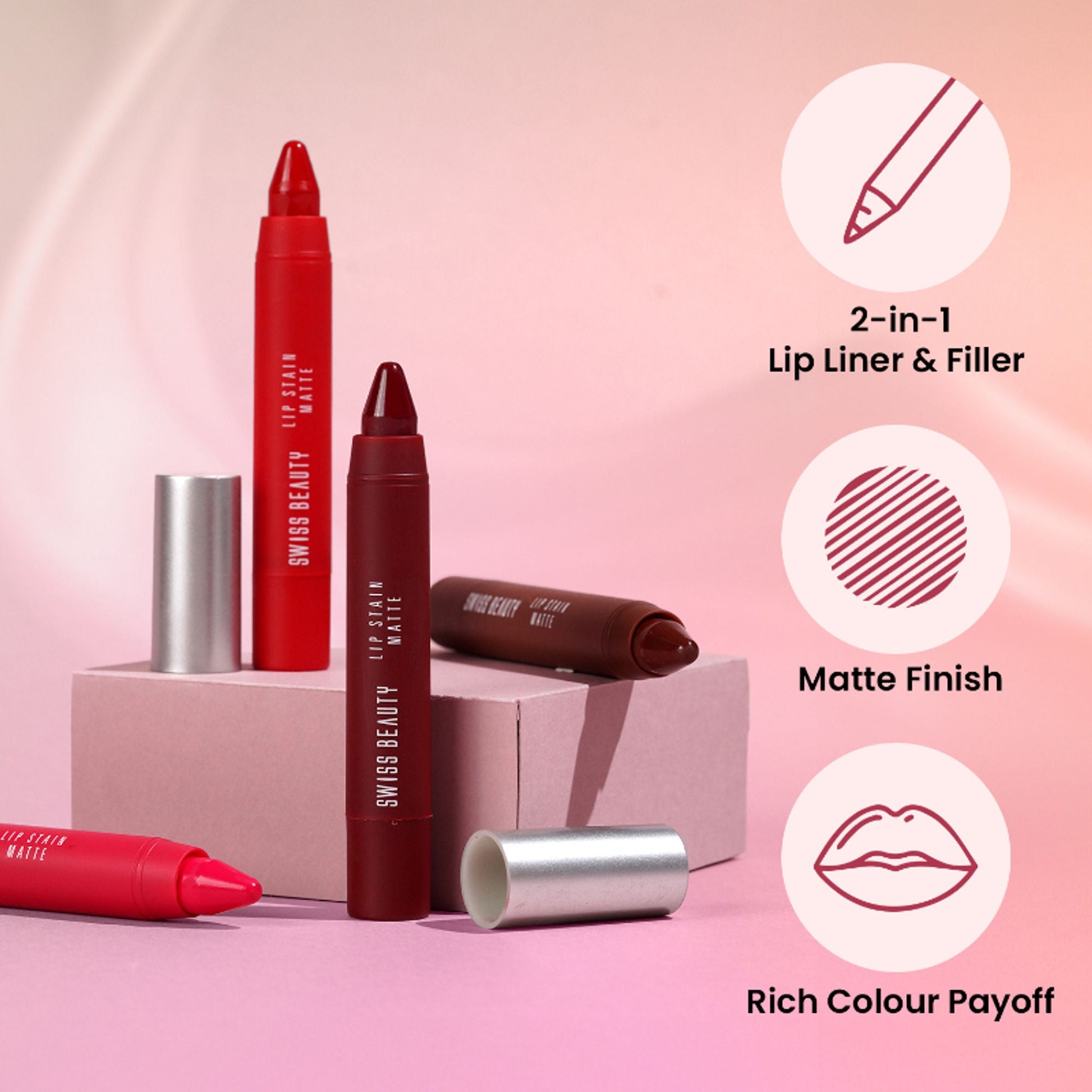 Swiss Beauty Lip Stain Matte Lipstick - 202 Peaches And Cream