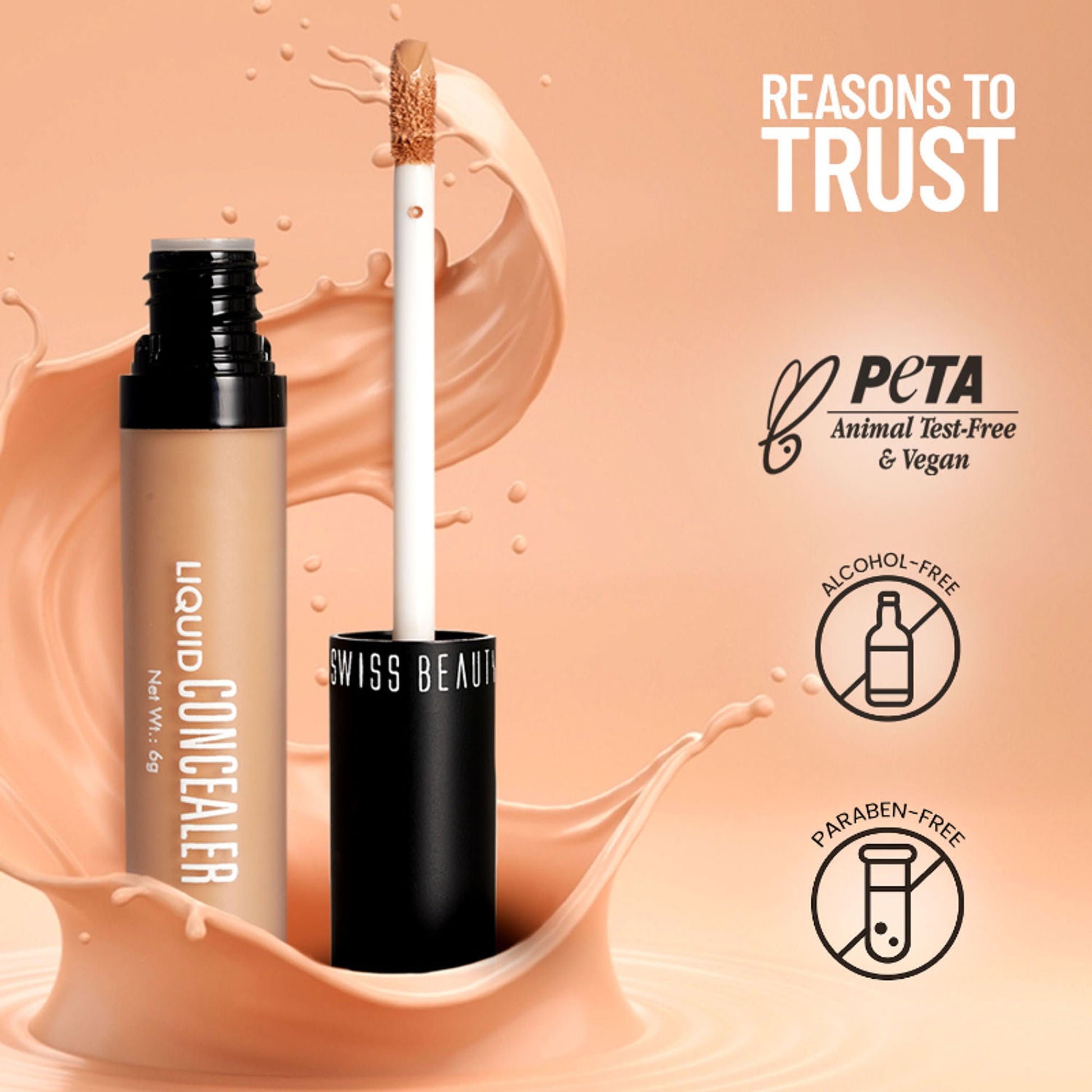 Swiss beauty Full Coverage Liquid Concealer With Jojoba Oil - 10 Porcelain