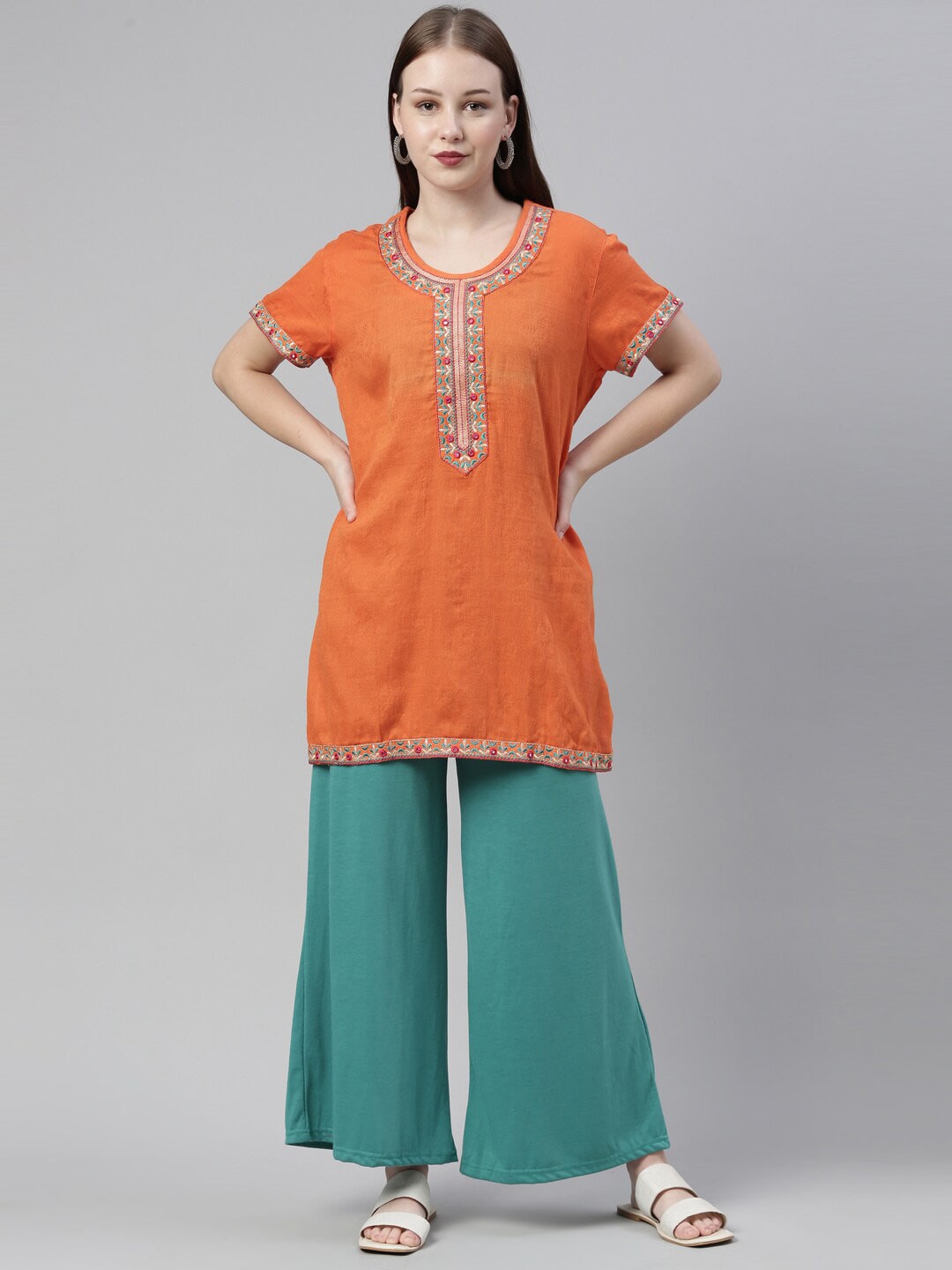 Souchii Turquoise Blue Knitted Palazzos
