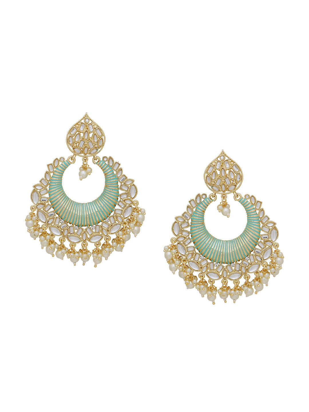 Shoshaa Sea Green & Gold-Plated Classic Chandbalis - Grab2buy