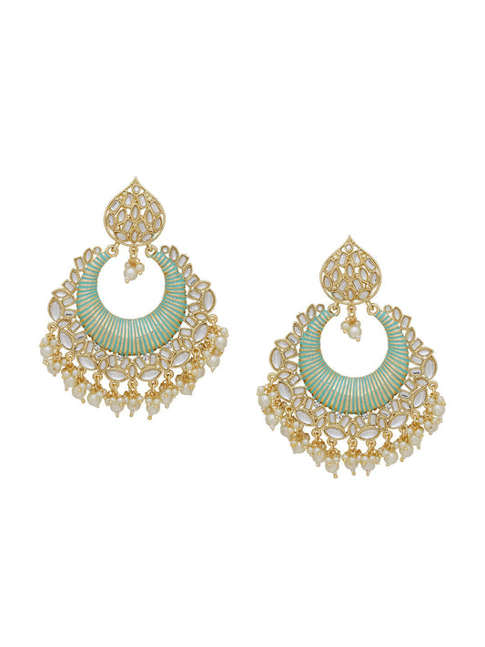 Shoshaa Sea Green & Gold-Plated Classic Chandbalis - Grab2buy