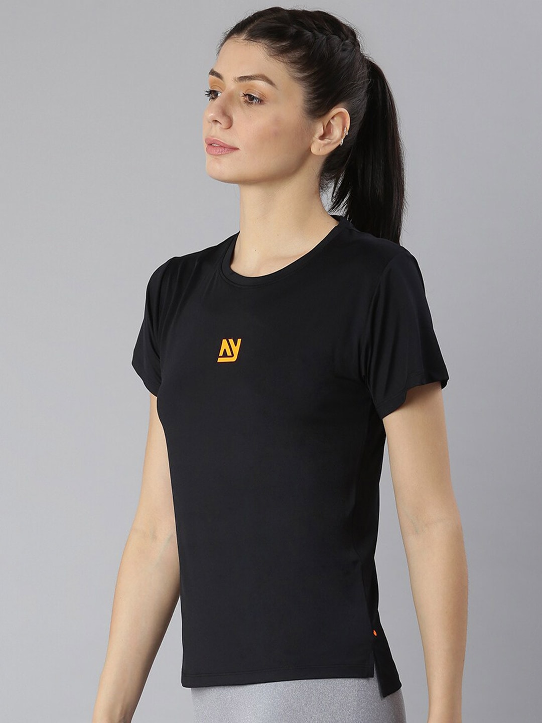 MKH Women Round Neck High Low Dri-FIT T-shirt 