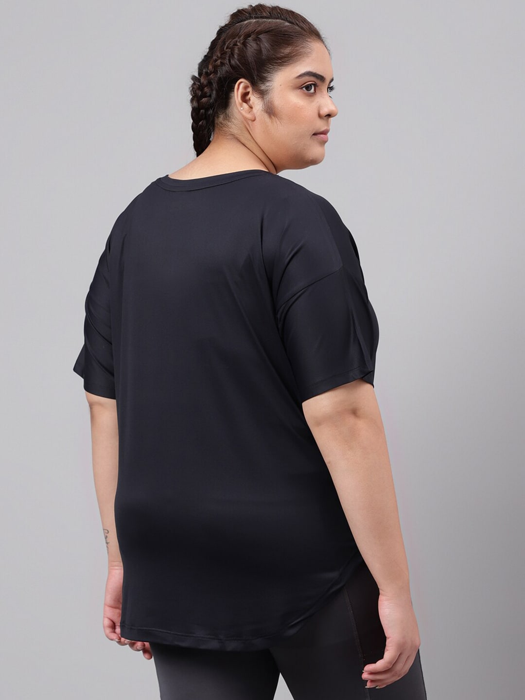 MKH Plus Size Typography Printed Relaxed Fit Dri-FIT T-shirt 