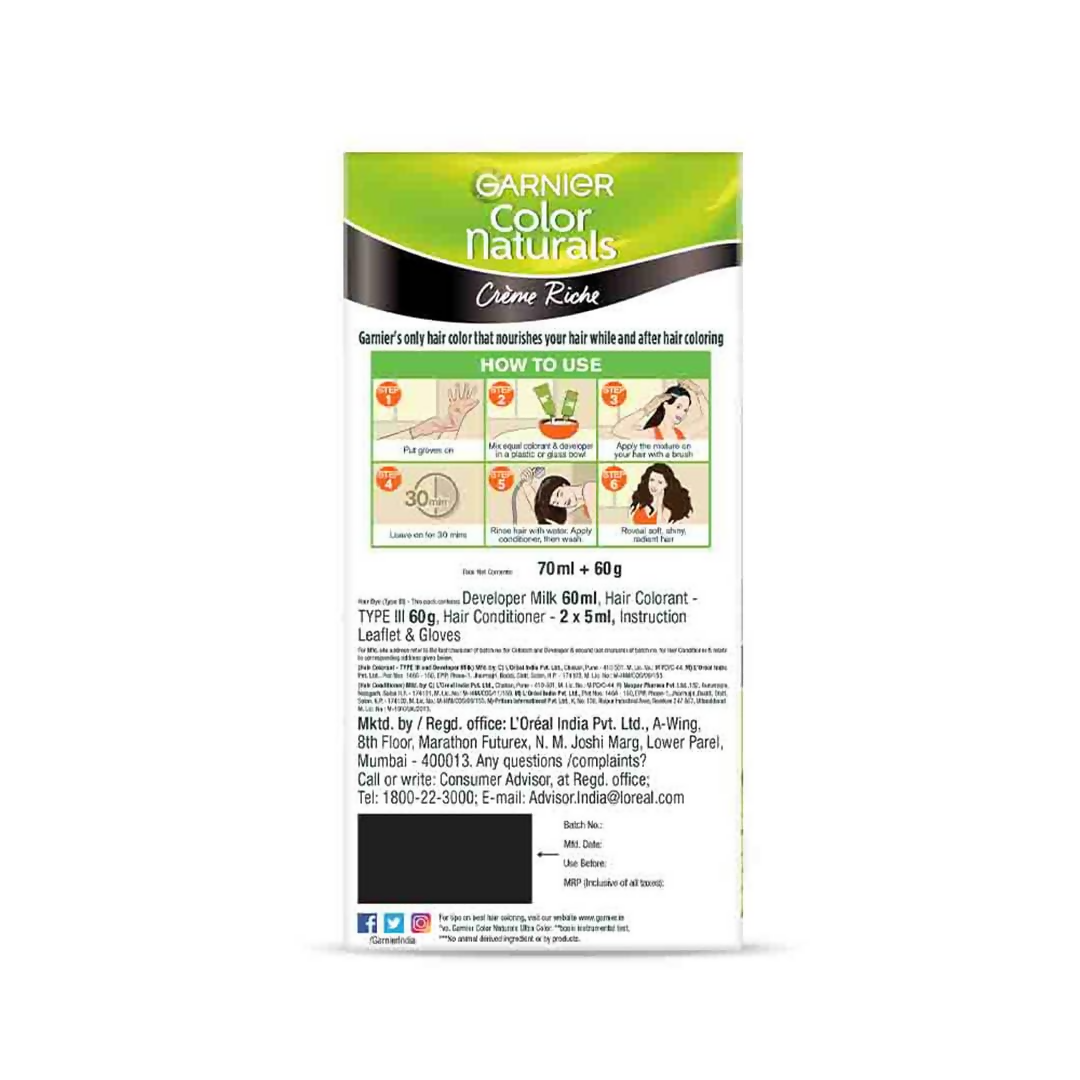 Garnier Color Naturals Creme Riche Hair Color - Shade 3 Darkest Brown - Swadesiicart