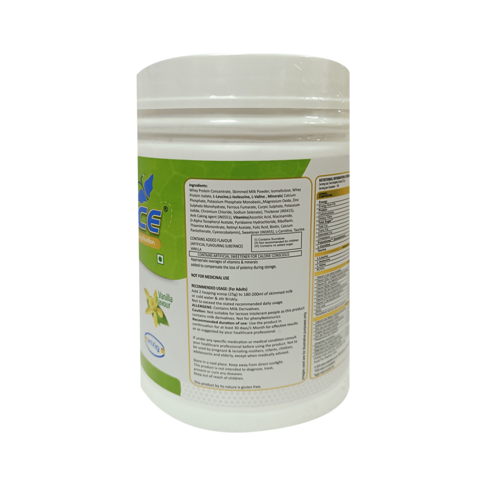 Invig LivSource Powder with Protein & BCAA for Muscle Growth, Sugar & Gluten Free - Flavour Vanilla 