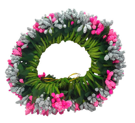 Pink & Silver Pollens Bridal Hair Gajra - Grab2buy