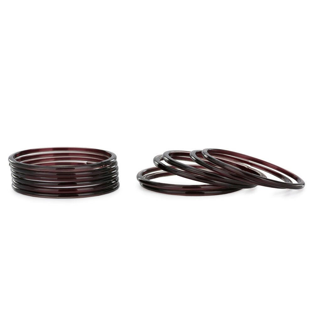Afast Shining Brown Glass Wedding, Party, Daily Use Bangle Set, Set Of 12 | Grab2Buy
