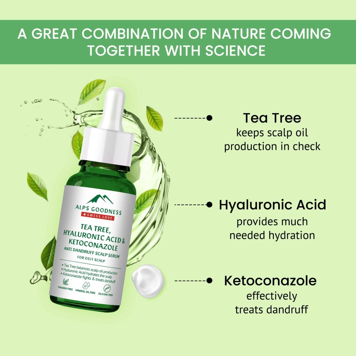 Alps Goodness Tea Tree, Hyaluronic Acid & Ketoconazole Anti Dandruff Scalp Serum - Grab2buy
