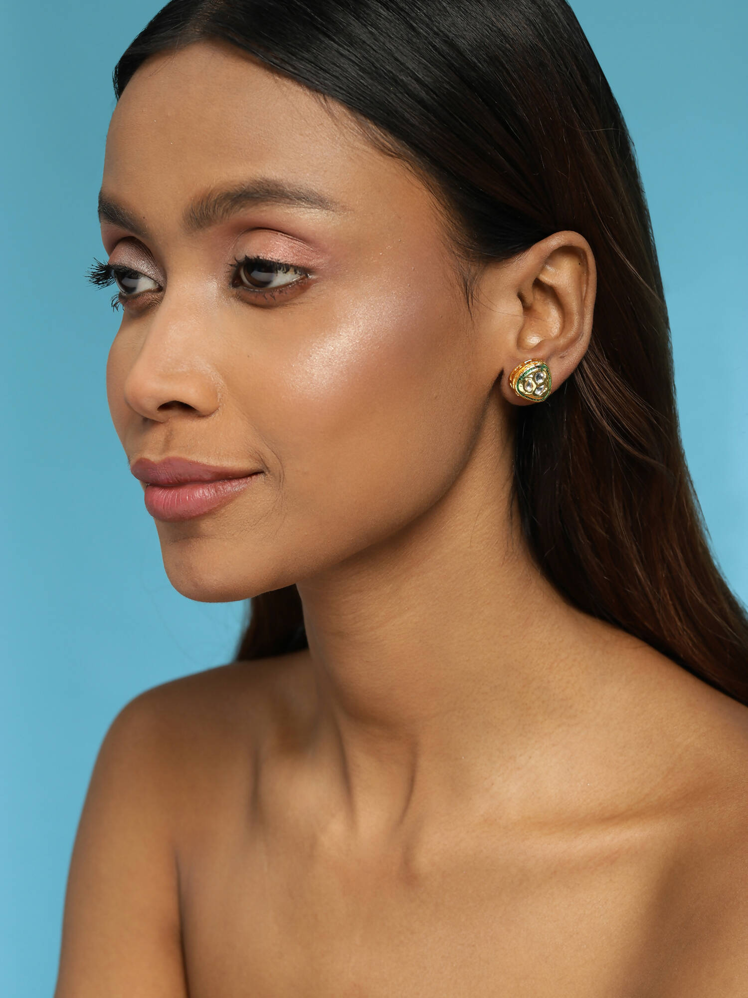 Gold-Toned Silver-Toned Contemporary Studs Earrings - Ruby Raang - Grab2buy