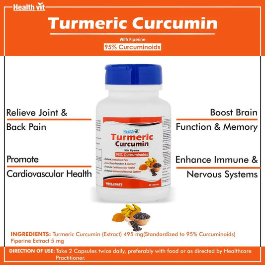 Healthvit Ultra-Pure Turmeric Curcumin Capsules - Grab2buy