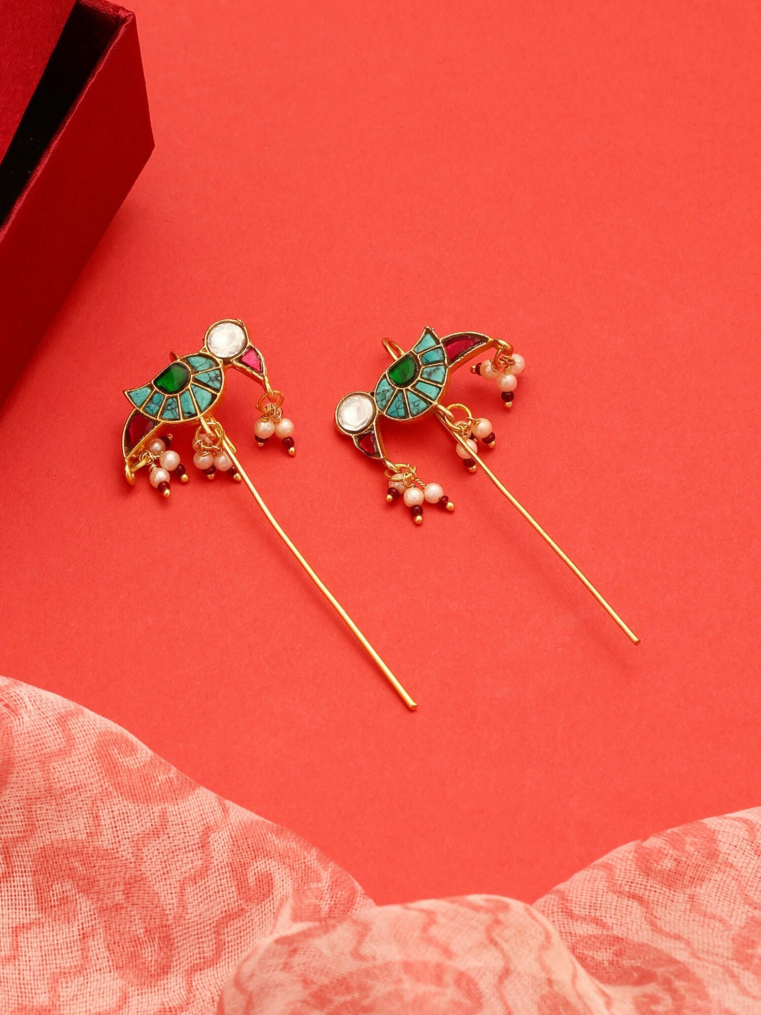 Ruby Raang Maroon Drops Ear Cuff