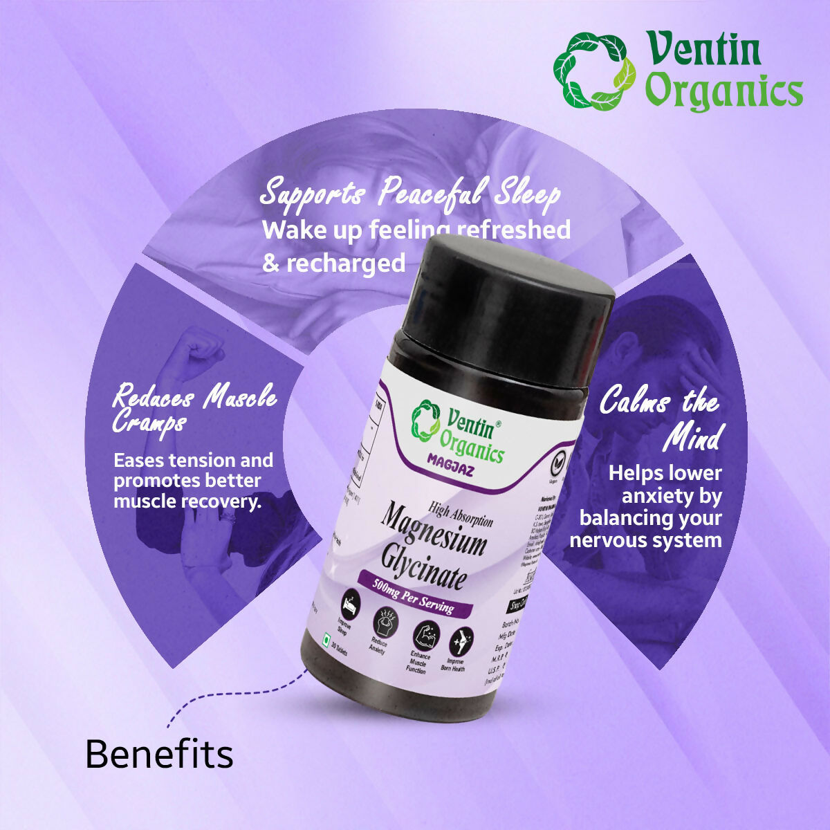 Ventin Organics Magjaz Magnesium Glycinate Tablets  Grab2Buy Ventin Organics Grab2Buy