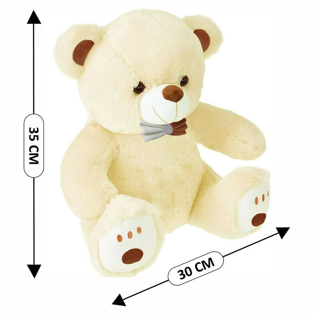 Webby Plush Cute Sitting Teddy Bear Soft Toys with Neck Bow and Foot Print (Beige)  Grab2Buy Generic Grab2Buy