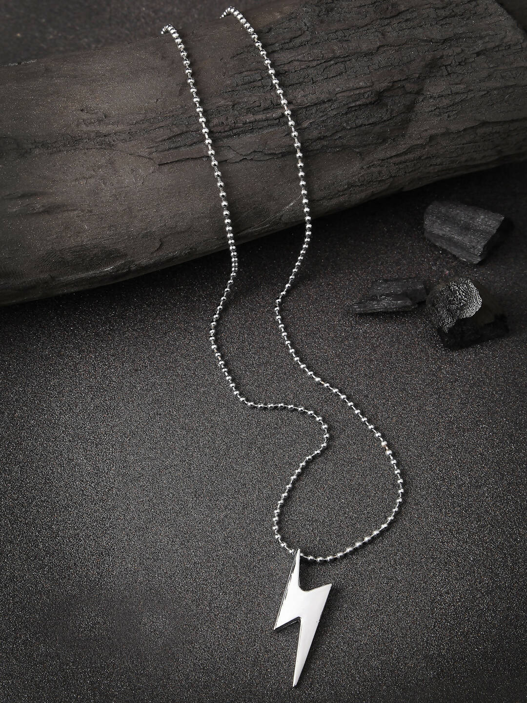 NVR Men Silver Plated Flash Pendent With Chain 